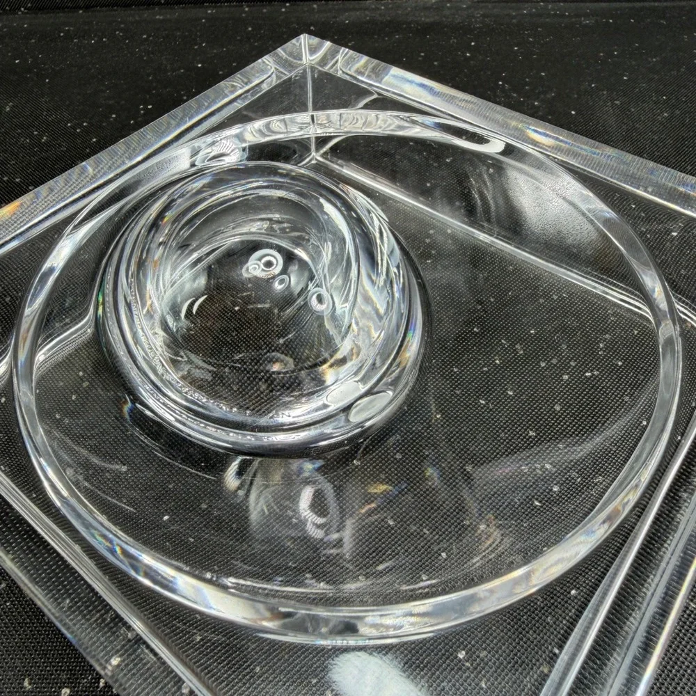 Vintage Italian Thick Acrylic Square Ash Holder Catchall Clear Lucite Italy VTG